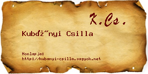 Kubányi Csilla névjegykártya